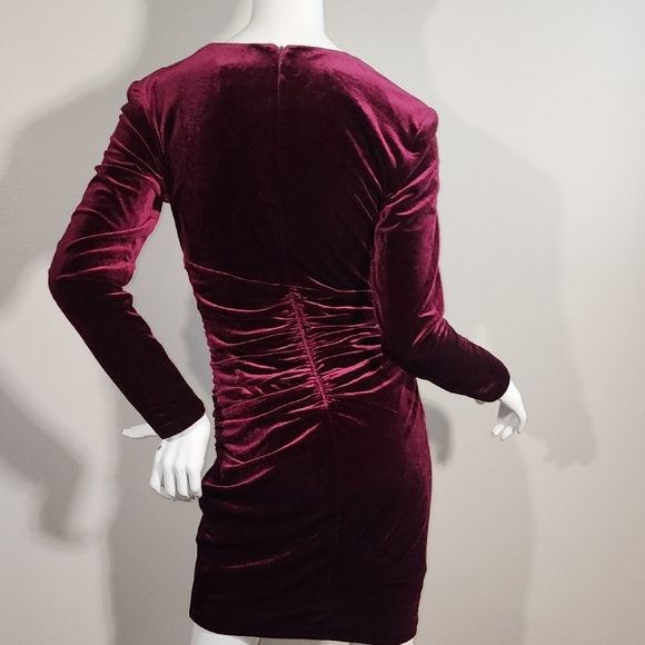 Vince Camuto Rich Burgundy Velvet Long Sleeve Dress - Picture 7 of 11